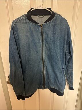 Vintage Denim Oversize Jean Bomber Jacket Top